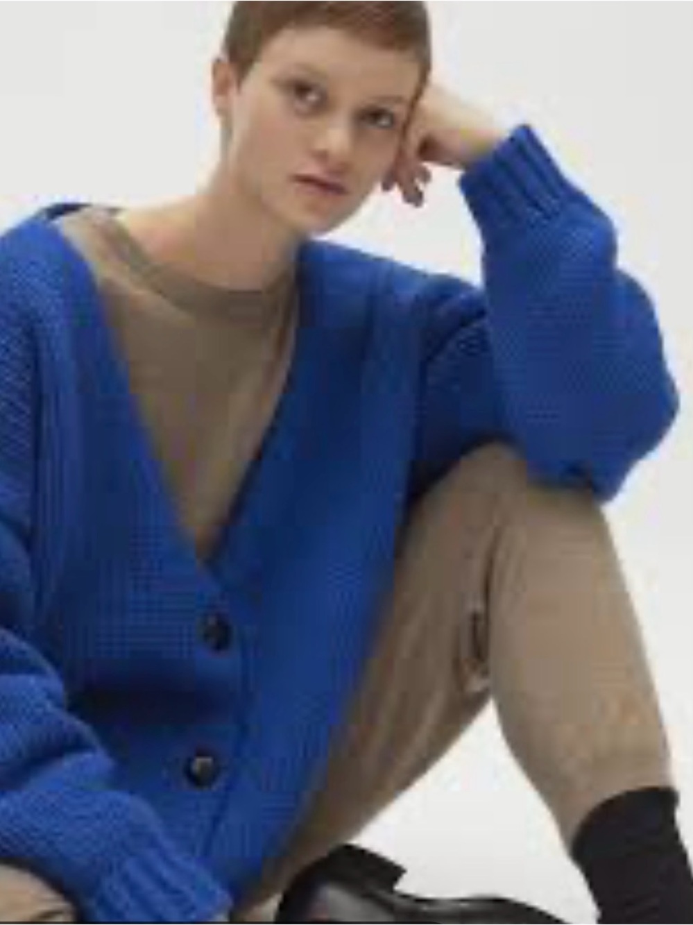 babaà Cardigan No57 in Winterskies Royal Blue Wool - One Size OS